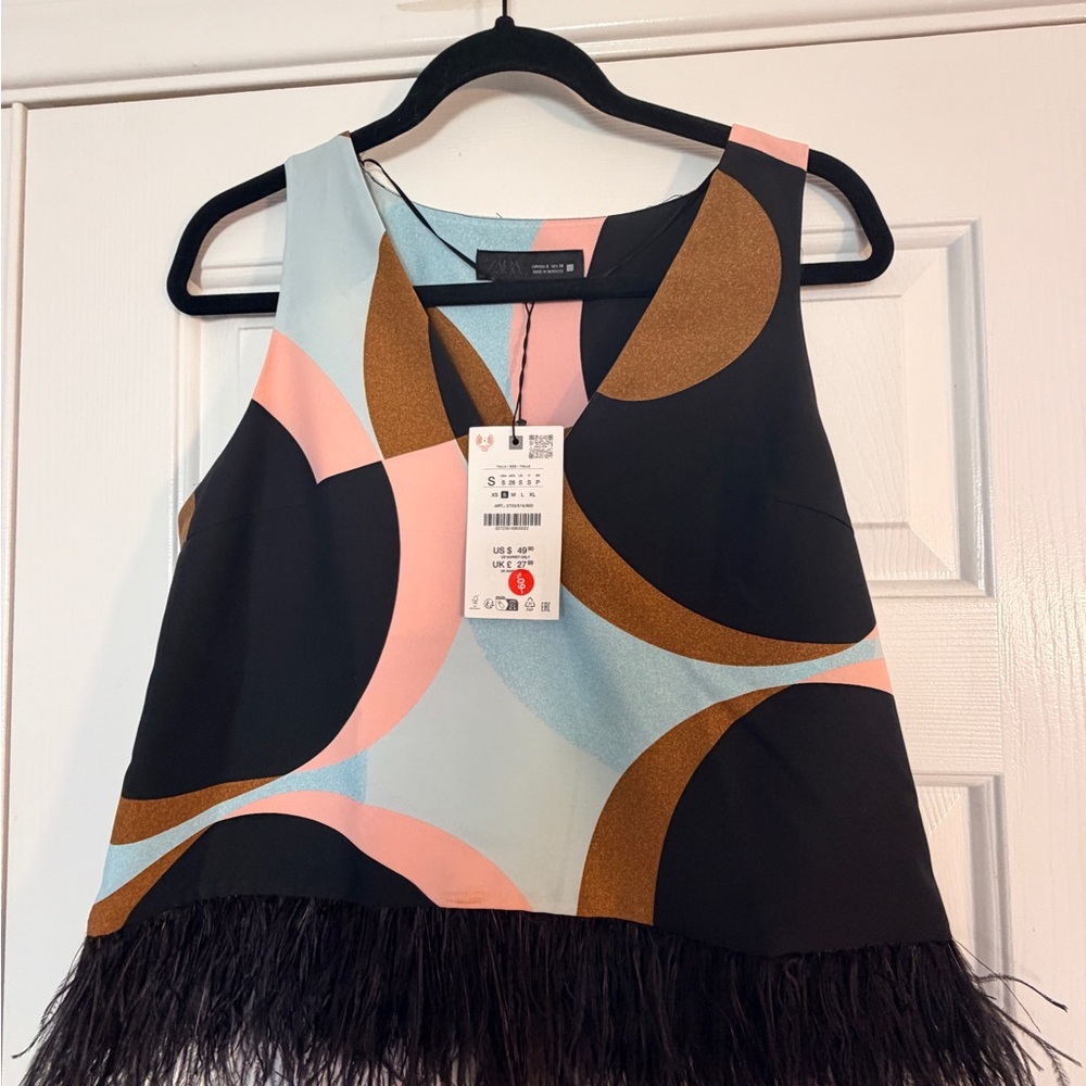 Zara Colorblock Sleeveless Top in Black, Pink, Blue, Brown